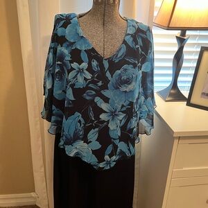 Connected Apparel Blue and Black Long Dress.